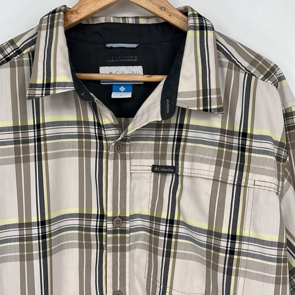 Columbia Omni Wick Yellow/Tan Plaid Button-Down Shirt Men’s Size XL - Picture 2 of 9